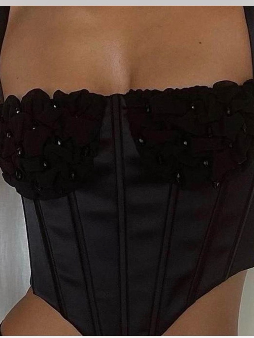 Meshki Kristy Shirring Bust corset top black